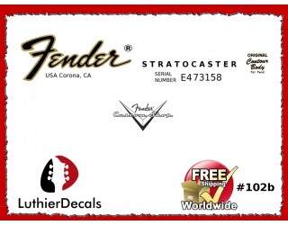 Fender Decal Stratocaster Guitar Decal #102b